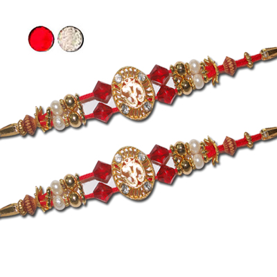 "Designer Fancy Rakhi - FR- 8040 A - Code 087 (2 RAKHIS) - Click here to View more details about this Product